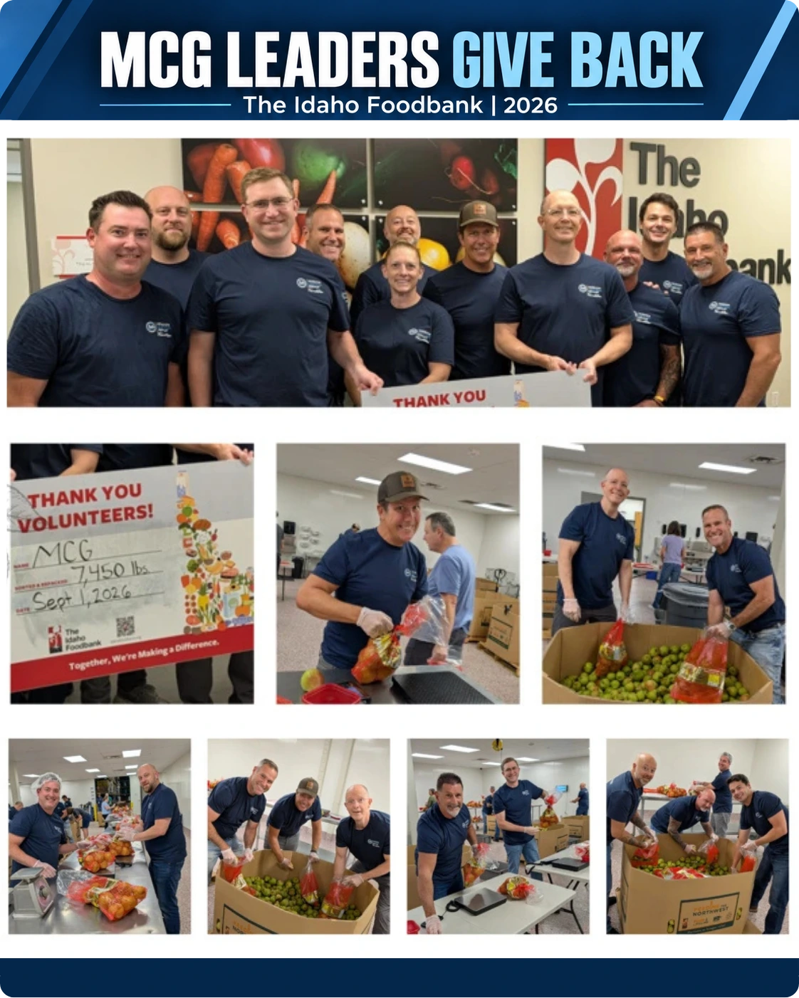 MCG leaders volunteering at the idaho foodbank